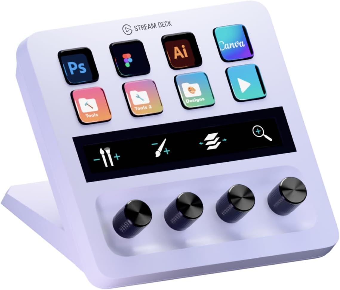Elgato Stream Deck + White - Studio Controller with LCD Keys, Dials, and Touch Strip for Post Production in Adobe Premiere Pro, Photoshop, DaVinci Resolve, Final Cut Pro - Workflow Automation