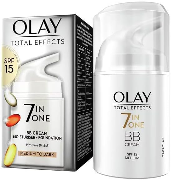 Olay 7-in-1 Total Effects Anti-Ageing BB Cream SPF15 for Medium Shade, Fights The 7 signs of Ageing and Evens Skin Tone, 50 ml