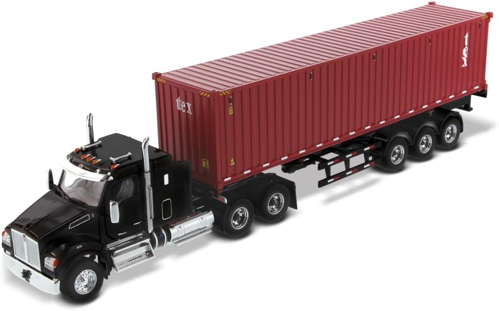Diecast Masters 1:50 Scale Kenworth T880 SFFA Day Cab with 40" Sleeper & Skelatal Trailer with 40' Dry Goods Sea Container | Transport Series Model 71060