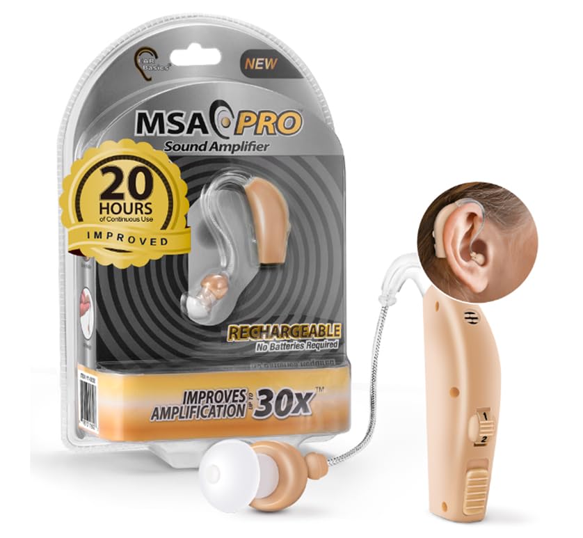 MSA PRO Sound Amplifier, Amplifies Sound by 30 Times, Up to 20 Hours Continuous Use, Lightweight, Nearly Invisible, Adjustable Volume, Fast Charging, Nude, 1ct
