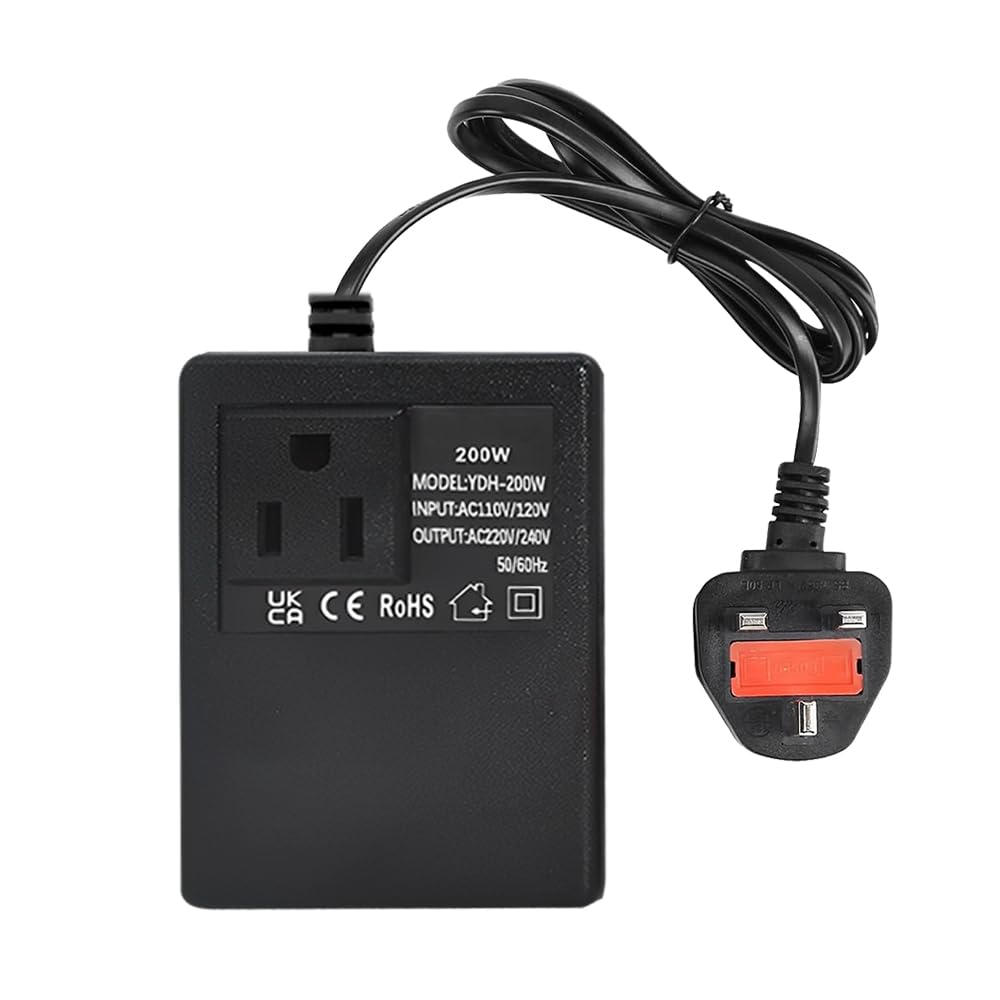 WDKXCN 200W Step Down Power Voltage Converter Transformer, Step Down Transformer 220V/240V to 110V/120V, US to UK Voltage Converter, Intelligent Efficient Adapter Travel Power Adapter for Home, Hotel