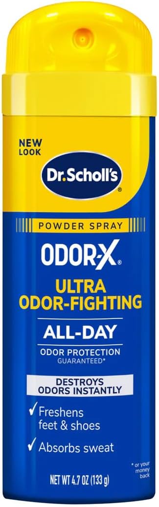 Dr. Scholl's ODOR-X ULTRA ODOR-FIGHTING POWDER SPRAY, 4.7 oz // Destroys Odors Instantly - All-Day Odor Protection - Freshens Feet & Shoes