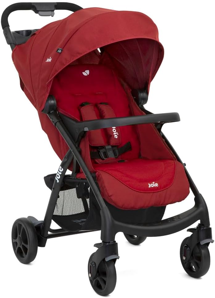 Joie Muze LX Fully Featured Lie-Flat Stroller with footmuff (Birth to Approx. 3 Years, 0-15kg) - Cranberry