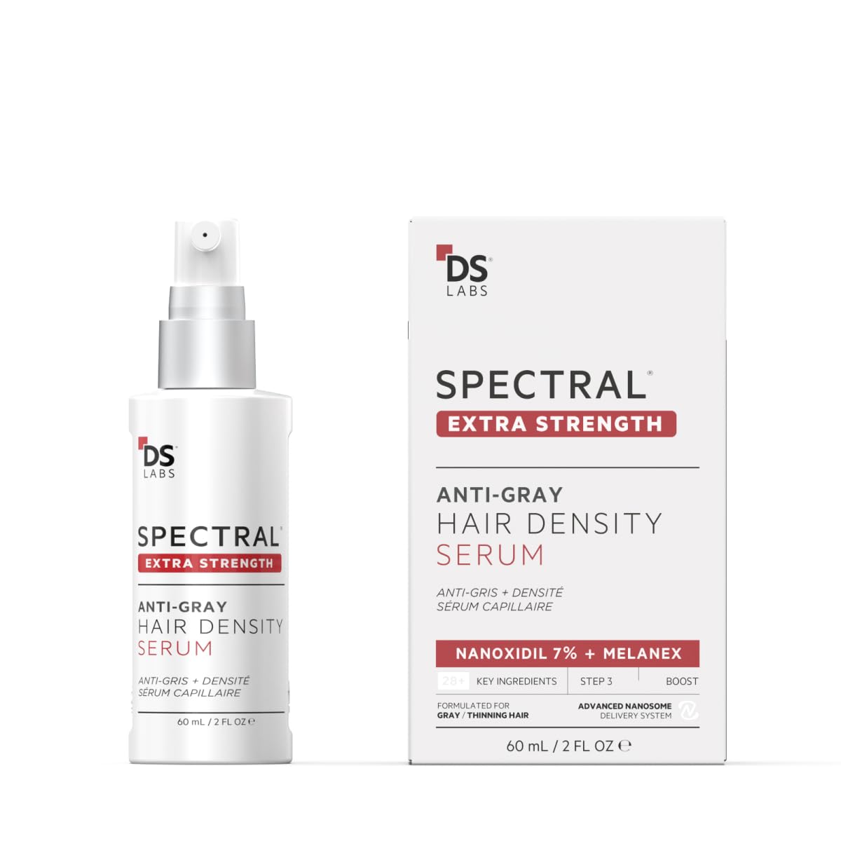 DS Labs Spectral Extra Strength - Formerly Spectral.DNC-S, Supports Hair Density, Anti-Gray, Thickening, Strengthening, Color Restorer for Men and Women, 60mL - Packaging May Vary