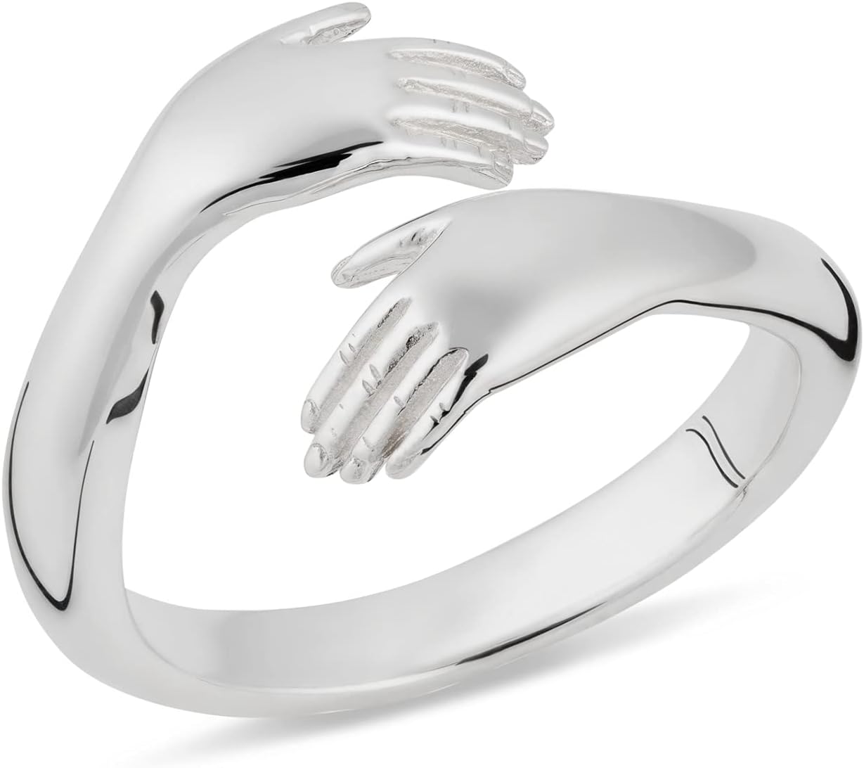 Lily Charmed - 925 Sterling Silver Adjustable Hug Open Ring, 18ct Gold Plated Silver