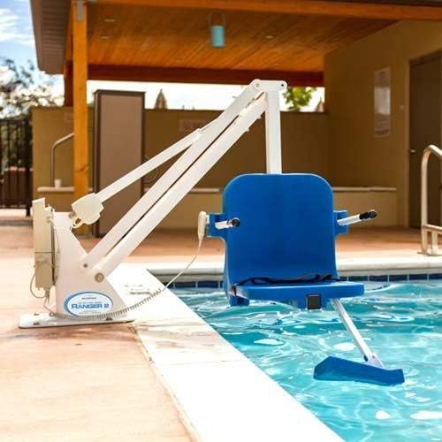 Aqua Creek Ranger 2 Pool Lift 350 lbs Weight Capcity No Anchor White with Blue Seat