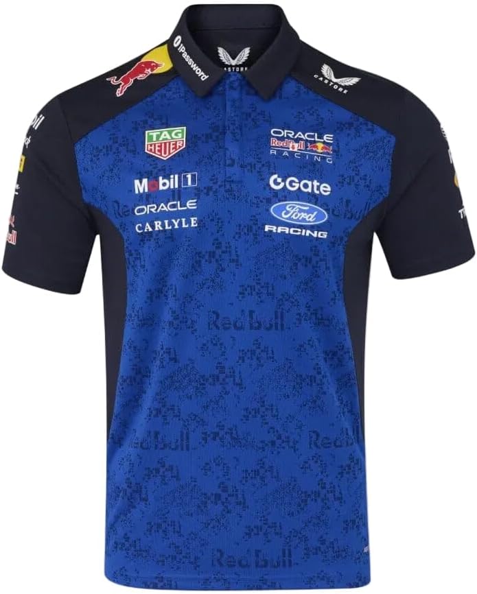 Red Bull Racing F1 Team, Official Castore 2026 Merchandise, Teamwear Poloshirt, Jersey, Navy Blue and Racing Blue