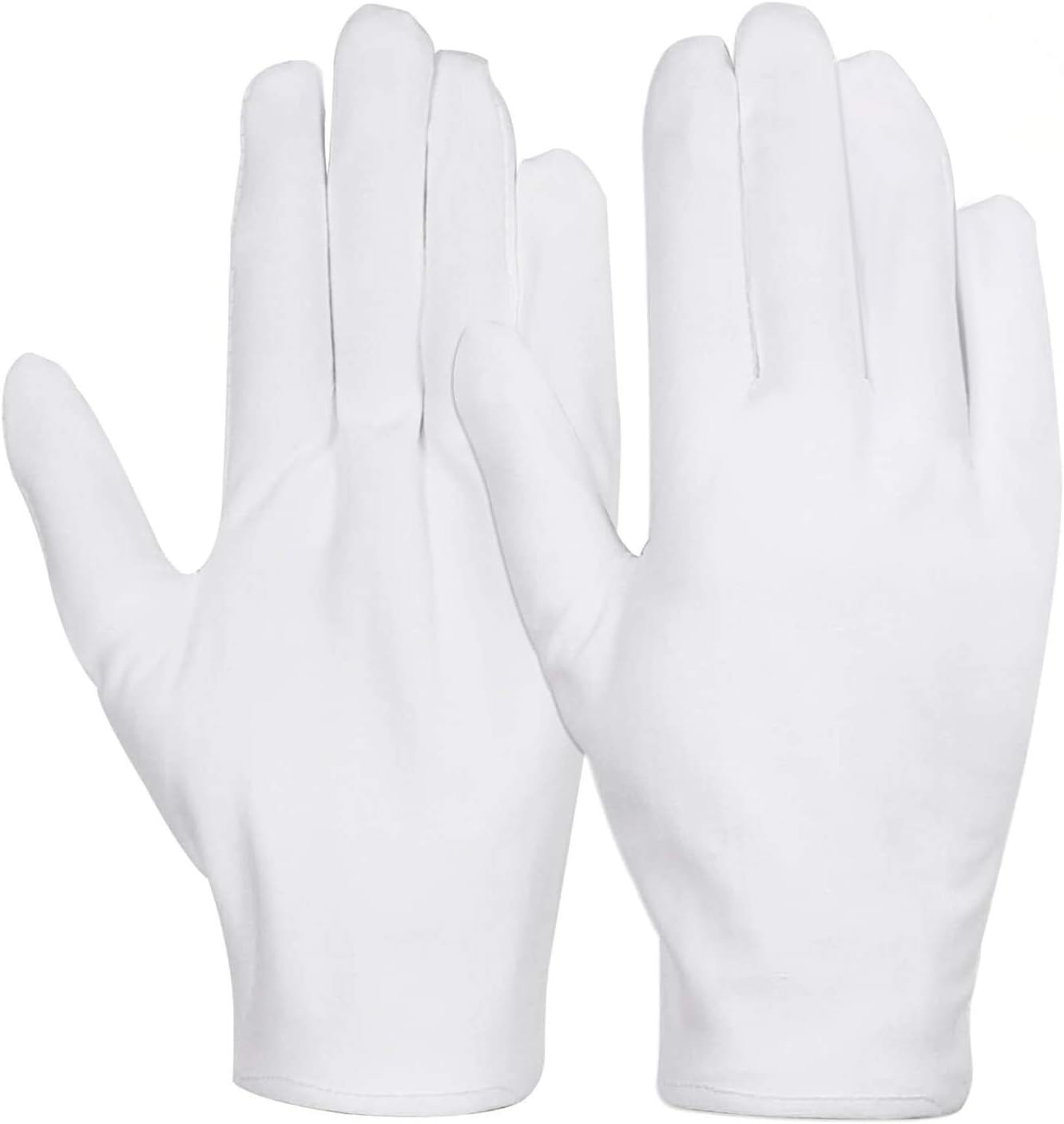 anezus 12 Pairs Cotton Gloves for Dry Hands, White Cotton Gloves Cloth Serving Gloves for Eczema Moisturizing Dry Hands Jewelry Silver Archival Costume Inspection, Medium Size