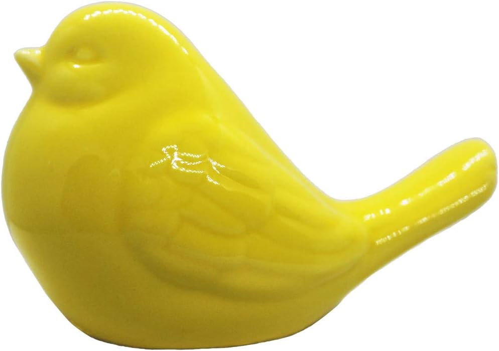 YANGMEI NEW YELLOW Ceramic Bird Statue Figurine for Home Indoor Outdoor Decoration Animal Birds Model Home Decor Creative Gift