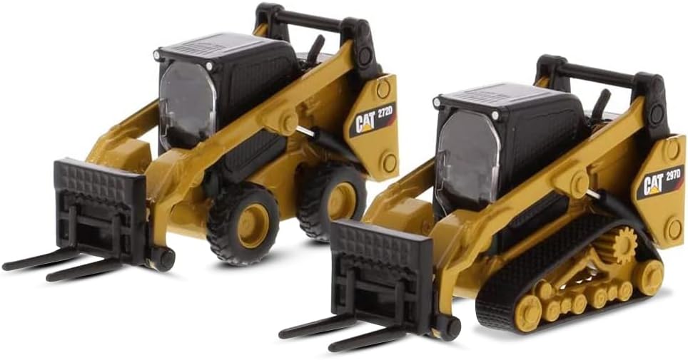 Diecast Masters 1/64 Caterpillar 272D2 Skid Steer Loader and Caterpillar 297D2 Compact Track Loader Set of 2 85693
