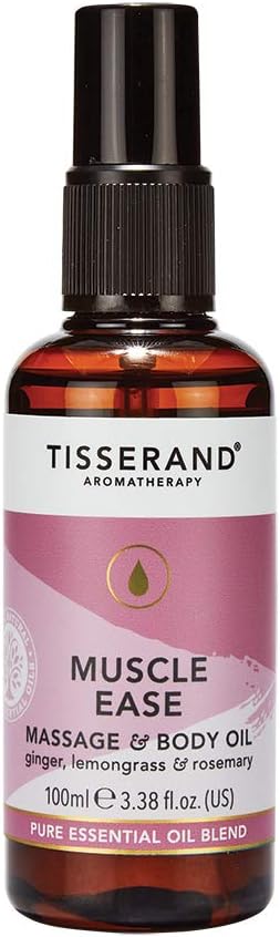 Tisserand Aromatherapy - Muscle Ease Massage & Body Oil - Ginger, Lemongrass, Rosemary - 100% Pure Essential Oil Blend - 100ml