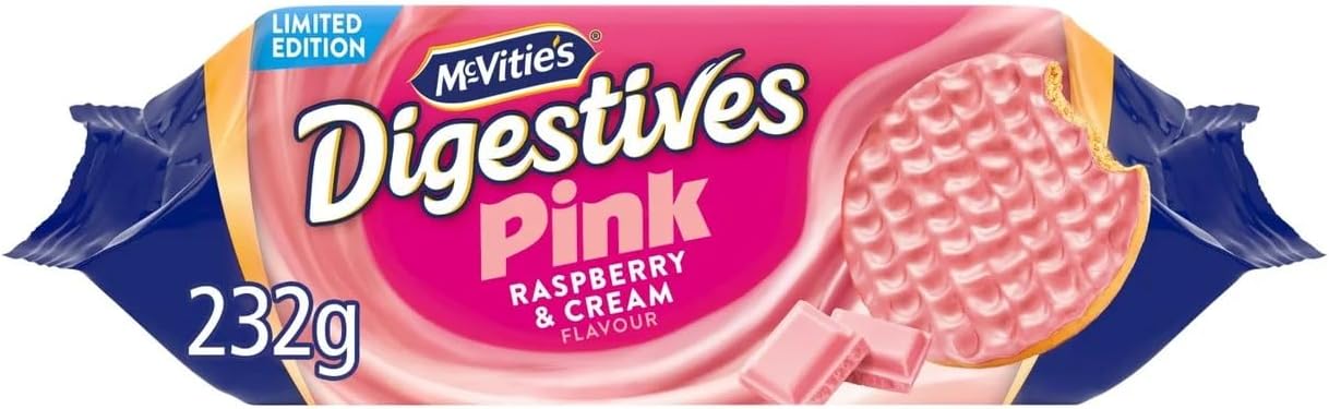 McVitie's Digestives Pink, Raspberry & Cream Flavour Biscuits, 232 g