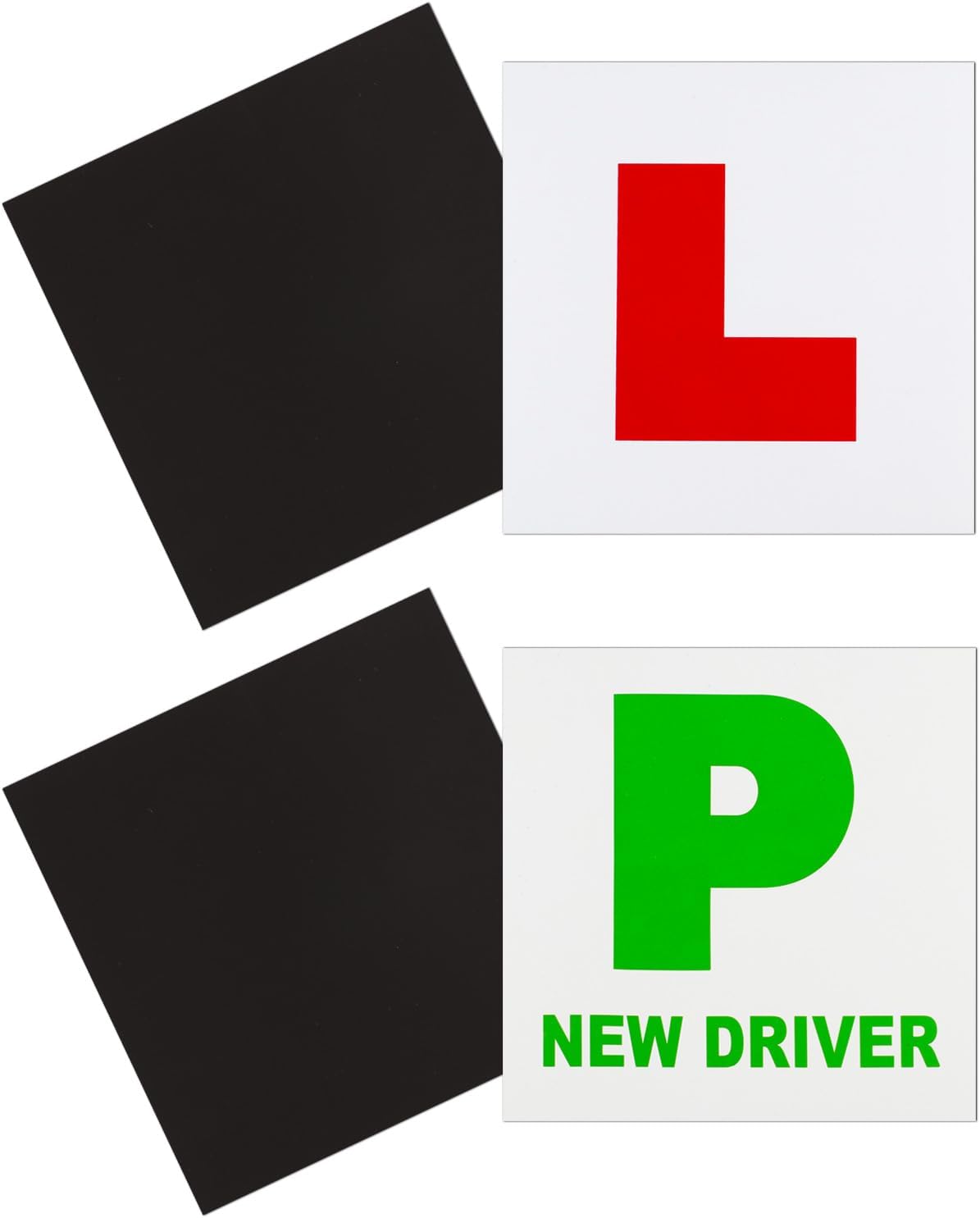 Magnetic 4 Pack,2 Pcs Magnetic P Plates & 2 Pcs L Plates for Car Magnetic New Driver Stickers, Weatherproof Learner Plates Stickers for New Pass Drivers Gifts(Red and Green)