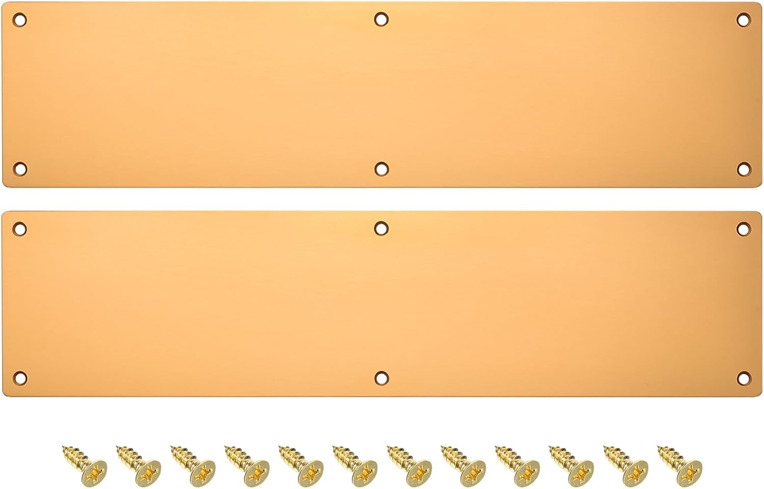 sourcing map 2pcs Door Kick Plate, 4 x 16 Inches Aluminum Kick Plate Door Plate, 2 MM Thickness, for Exterior Front Door or Back Door, Gold