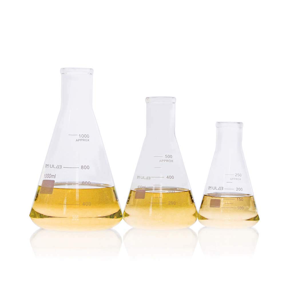 ULAB Scientific Narrow-Mouth Glass Erlenmeyer Flask Set, 3 Sizes 250ml 500ml 1000ml, 3.3 Borosilicate with Printed Graduation, UEF1022
