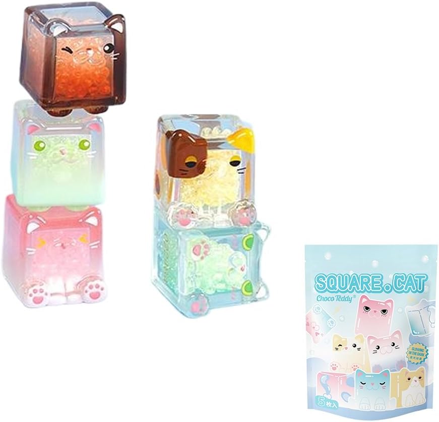 Square Cat Series Blind Box Action Figures Mystery Box Cute Random Toys Birthday Gift Christmas Collectible Toy for Desktop Ornaments, 1PC