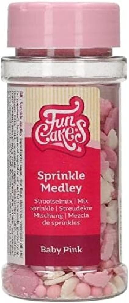 FunCakes Sprinkle Medley Baby Pink, Cake Sprinkles, Good Taste, Great for Decorating Cakes, Cupcakes and Cookies, Sprinkle Mix, 50 g