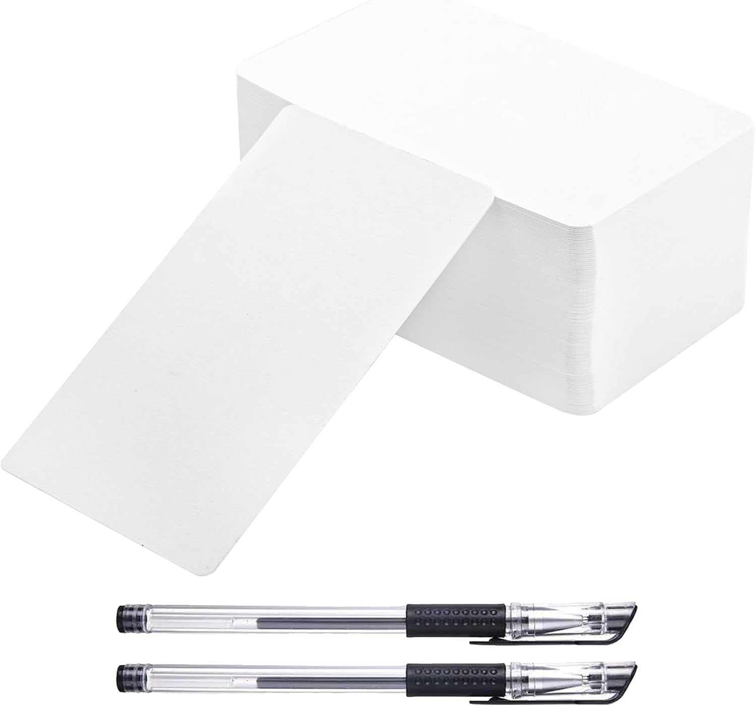 200 Pcs White Blank Kraft Cards with 2 Pens, Printable Blank Business Cards, Blank Message Cards 9 x 5.4 cm/3.5 x 2.1 inch Note Words Cards Paper, Flash Cards Blank for Learning, Study, DIY, Gift Tags