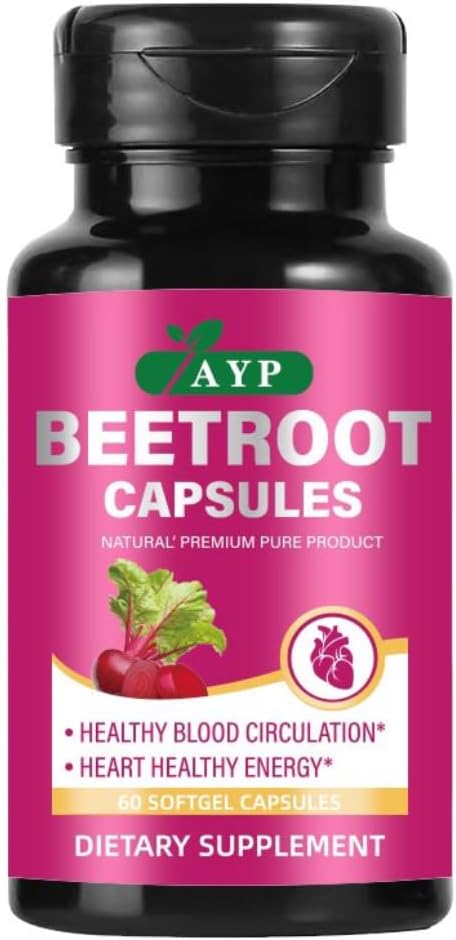 Beetroot Capsules 3000mg – High Strength Natural Dietary Supplement for Heart Health & Blood Circulation | 60 Softgels with MCT Oil | Supports Energy, Stamina & Endurance
