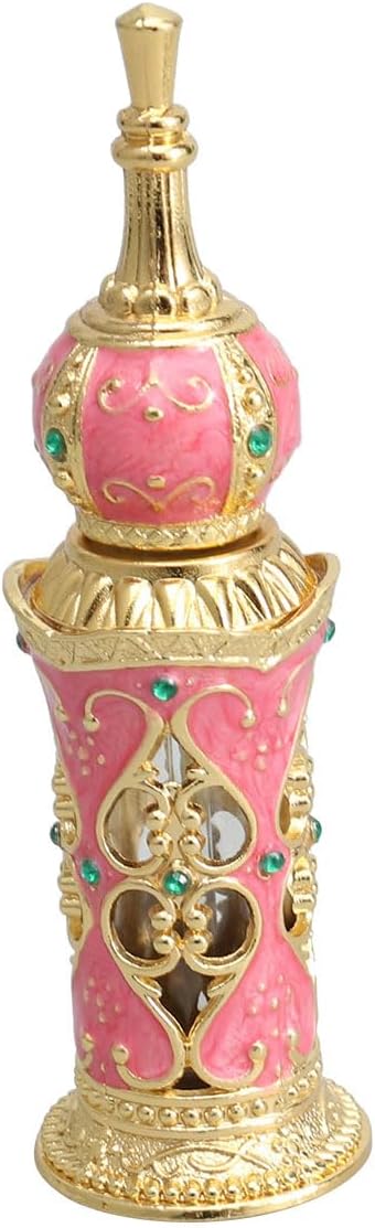 FRCOLOR 12ml Vintage Enamel Peacock Blue Perfume Bottle Middle Eastern Style Crystal Essential Oils Bottle for Women