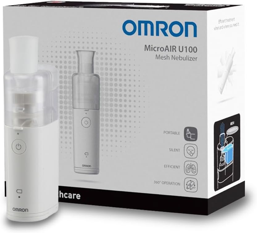 OMRON MicroAir U100 Portable Mesh Nebuliser - Silent, Handheld Electric Nebuliser Machine for Both Adults and Kids to Treat Respiratory Conditions - Travel Nebuliser