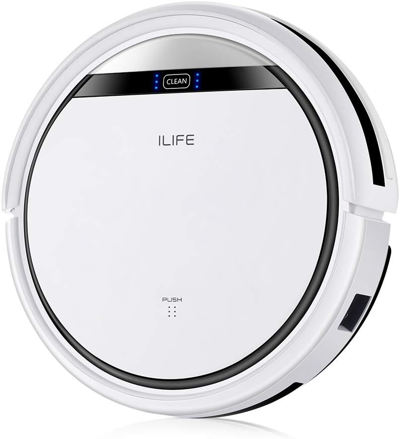 ILIFE V3s Pro Robot Vacuum Cleaner, Tangle-free Suction , Slim, Automatic Self-Charging Robotic Vacuum Cleaner, Daily Schedule Cleaning, Ideal For Pet Hair，Hard Floor and Low Pile Carpet,Pearl White