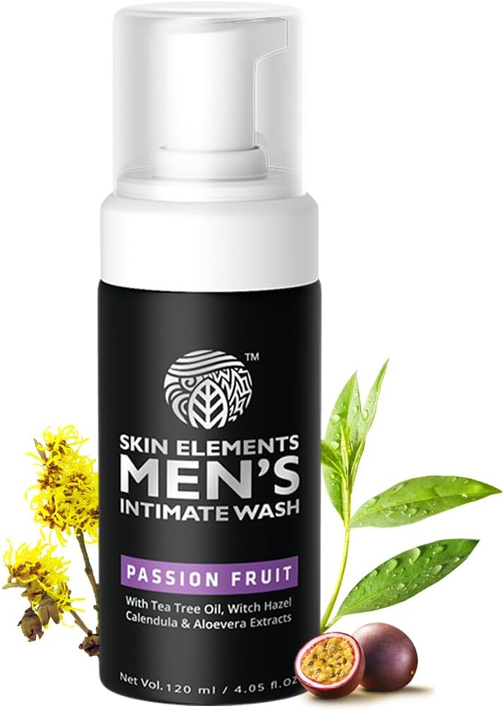 Skin Elements Men's Intimate Wash with Passion Fruit | pH Balanced Foaming Hygiene Wash | Soothes, Refreshes & Maintains Hygiene | 120 ml