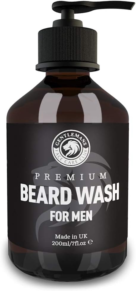Gentlemans Face Care Club Beard Shampoo - Vegan Friendly Beard Wash & Conditioner For Men - Gently Nourish + Boost Growth With 200ml Organic Beard Softener For Men
