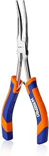 7" Needle Nose Pliers, Mini Bent/Straight Long Needle Nose Pliers with Comfort Grip Handles for Jewelry Making Bending Wire (Bent Needle Nose Pliers)