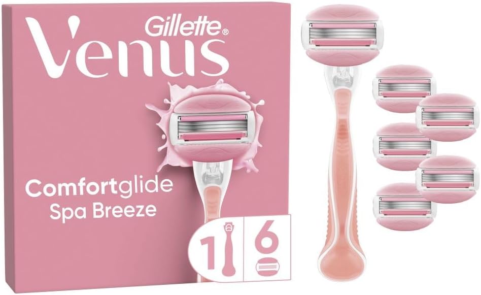 Gillette Venus Comfortglide Spa Breeze Women's Razor- 6 Blades, 3 built-in blades for a smooth, close shave that lasts