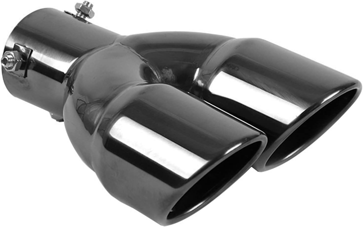 Exhaust Tips Stainless Steel 62mm/2.36" Car Exhaust Muffler Auto Throat Double End Silencer Outlet 3" Fit for 38-60mm/1.5”-2.36” Tube (Straight Black)