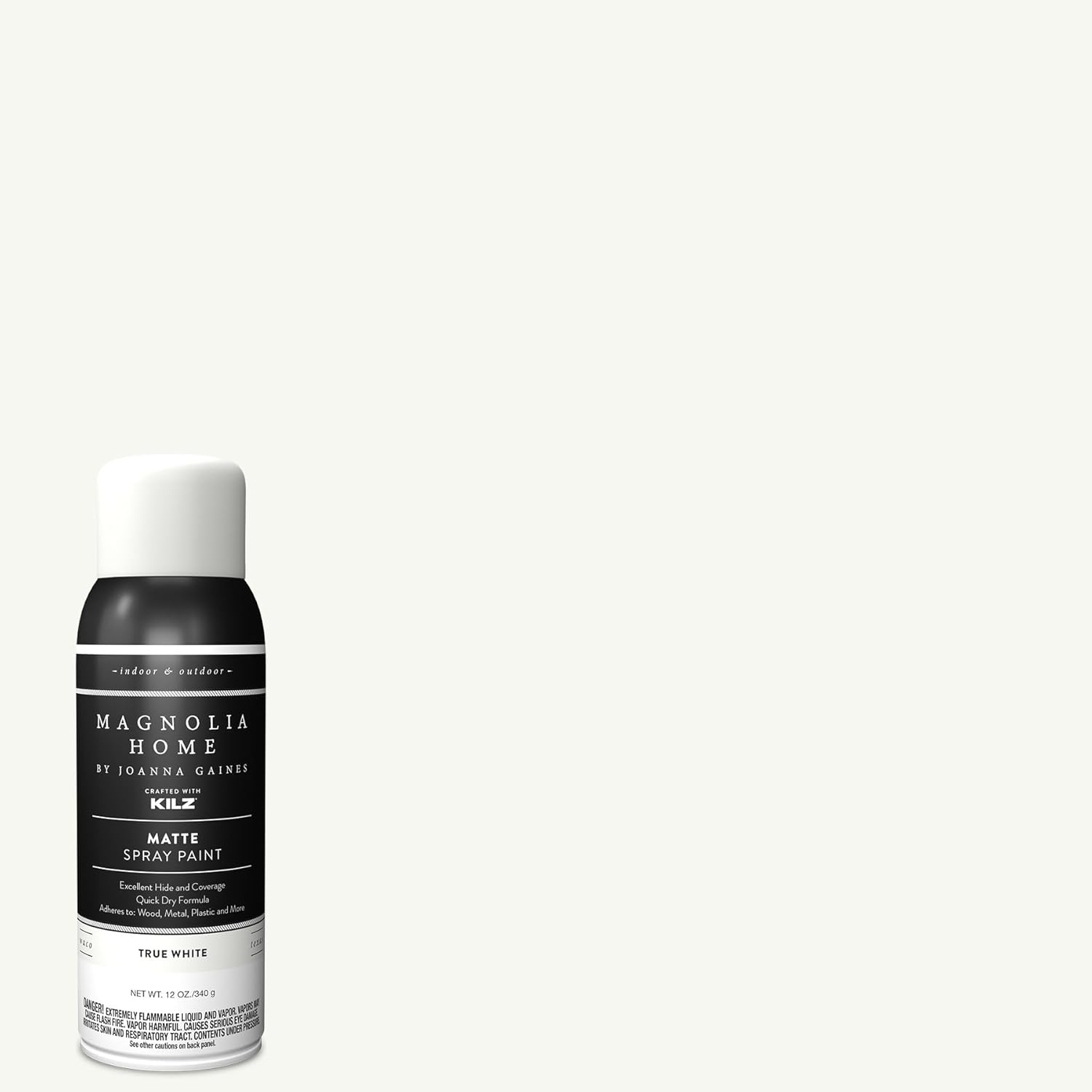 Magnolia Home by Joanna Gaines Enamel Interior/Exterior Spray Paint for Small Projects, Matte, TRUE WHITE - 12 oz. Aerosol