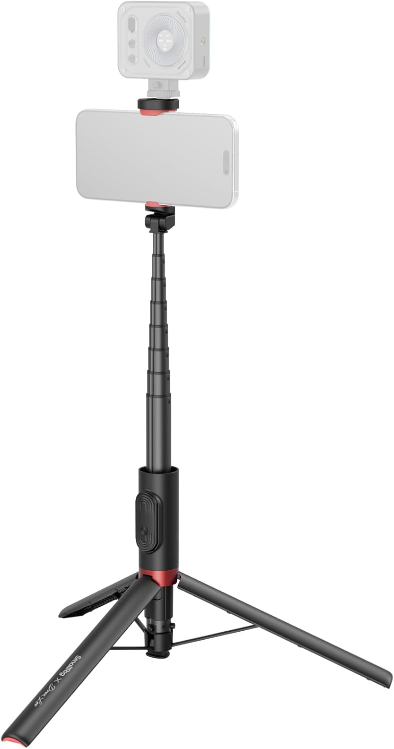 SMALLRIG x Drex Lee Boom Selfie Stick ST30 Lite, 57.9" Automatic Tripod Stand with Remote and Cold Shoe Mount, for iPhone, for Android, Video Recording, Travel, Vlogging, Black - 5292