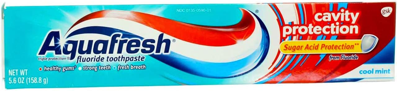 Aquafresh Cavity Protection Fluoride Toothpaste, Cool Mint 5.6 oz (Pack of 12)