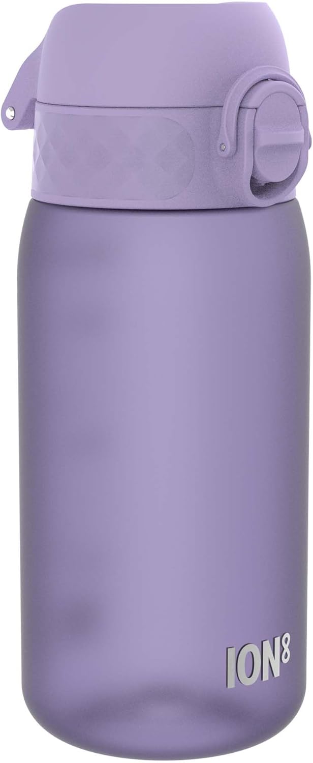 Ion8 Kids Water Bottle, 350 ml/12 oz, Leak Proof, Easy to Open, Secure Lock, Dishwasher Safe, BPA Free, Carry Handle, Hygienic Flip Cover, Easy Clean, Odour Free, Carbon Neutral