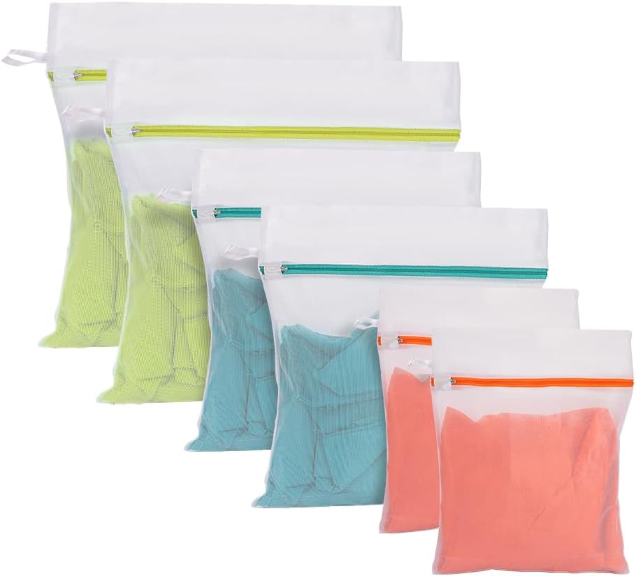 6 Pack Mesh Laundry Bags,Laundry Bags for Washing Machine,Reuse Washing Bag for Laundry, for Delicates Blouse, Hosiery, Underwear, Bra, Lingerie, Baby Clothes（2M 30x40 2L 40x50 2XL 50x60）