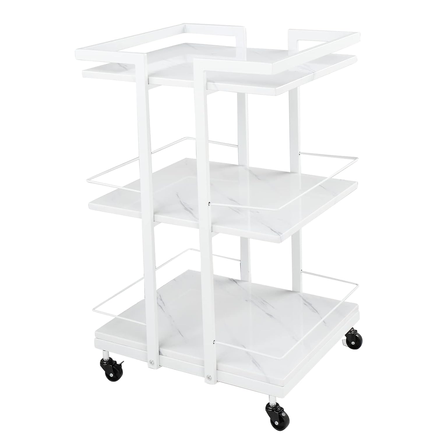 Esthetician Cart with Wheels Utility Salon Rolling Trolley, White Mobile Storage Organizer for Beauty Spa Cosmetology Massage, Tattoo Manicure Facial Tool Holder Station