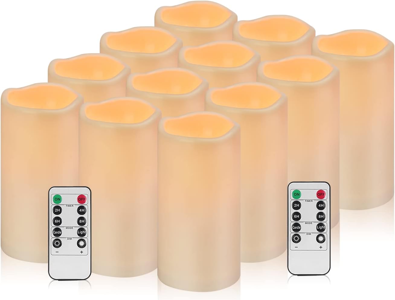 Flickering Flameless Candles 12 Pack Large (D 3.0" x H 6") LED Candles Pillar Outdoor Indoor Waterproof Battery Operated Candles with Remote Control (Waterproof, 12 Pack - 3.0" Diameter)