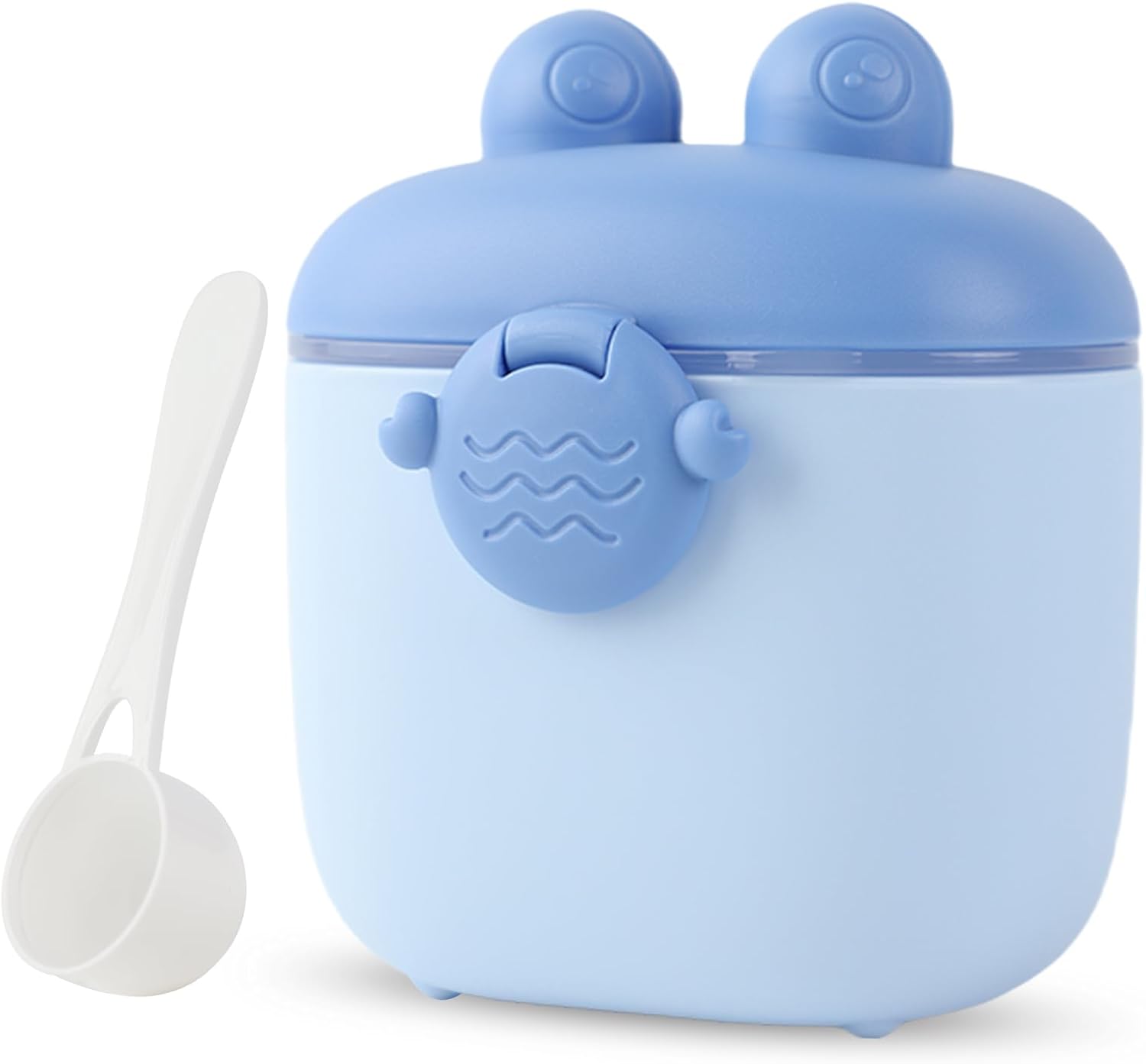 SacJkt Milk Powder Dispenser Pot, Formula Powder Pot, 500ml Baby Formula Dispenser with Sealed Silicone Ring Cover and Spoon, Milk Powder Storage Container for Milk Powder, Fruit and Snack(Blue)