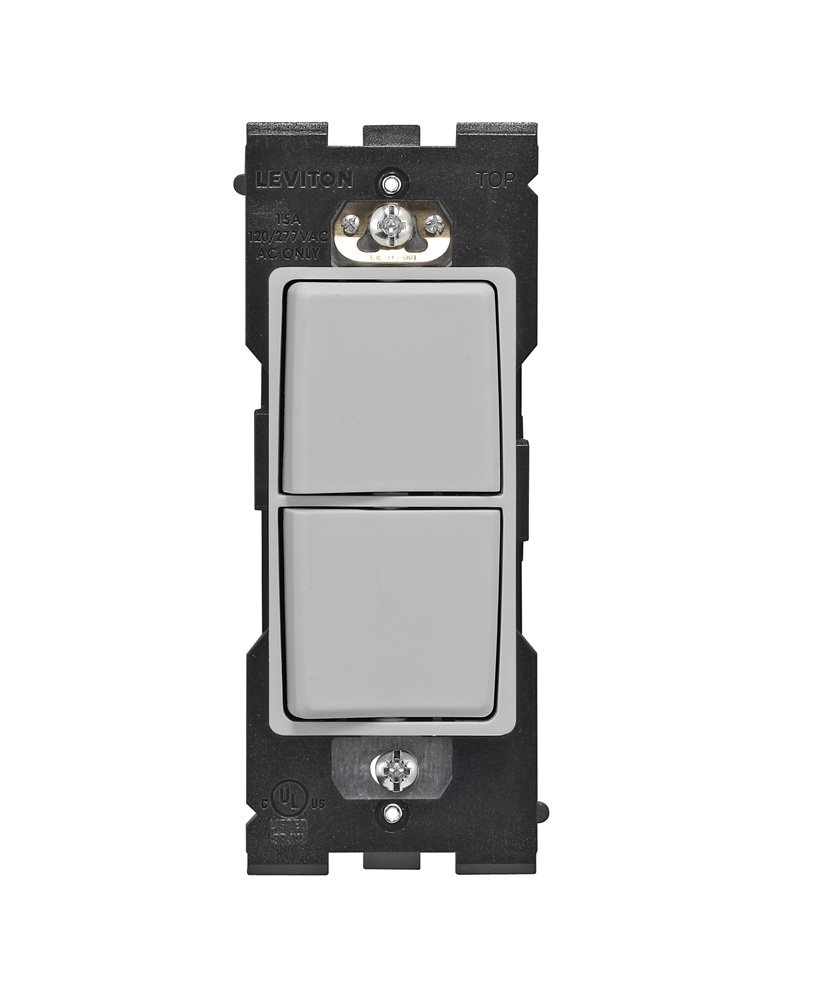 Leviton RE634-PG Renu Single Pole Combination Switch, 15-Amp, 120/277VAC, Pebble Grey