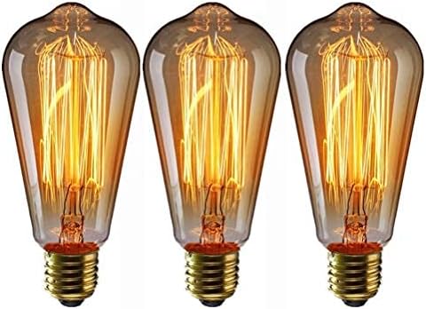 Edison Light Bulb E27 Filament Vintage Incandescent 40W ST64 Retro Light Edison Bulb, Industrial Style, Warm White, Decorative Light Bulb 3 Pieces