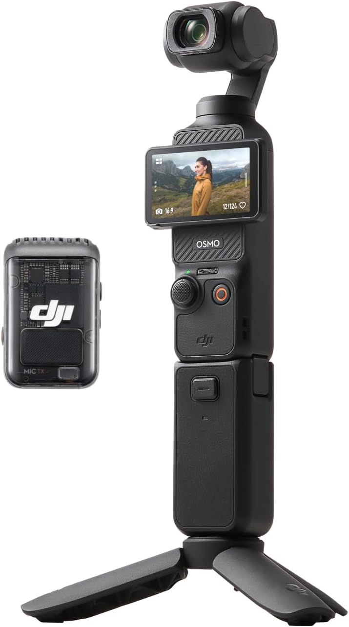 DJI Osmo Pocket 3 Creator Combo, Vlogging Cameras with 1'' CMOS, 4K/120fps Vlog Camera, 3-Axis Stabilization, Face/Object Tracking, Mic Included for Clear Sound, Digital Vlogging Camera for YouTube