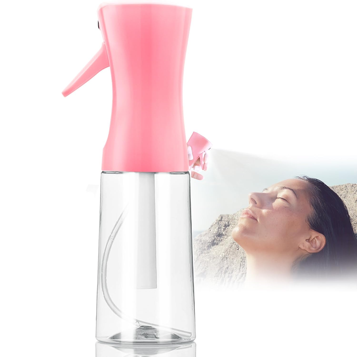 Spray Bottle, Fine Mist Spray Bottle for Hair, Ultra-Fine Continuous Spray Bottle for Skincare, Plant Care, Pet Grooming, Cleaning and Disinfection, Refillable Spray Container (1Pcs Light Pink 6.8oz)