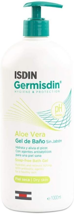 ISDIN Germisdin Aloe Vera Soap-free Antiseptic Shower Gel | Hydrates and relieves itching 1000ml