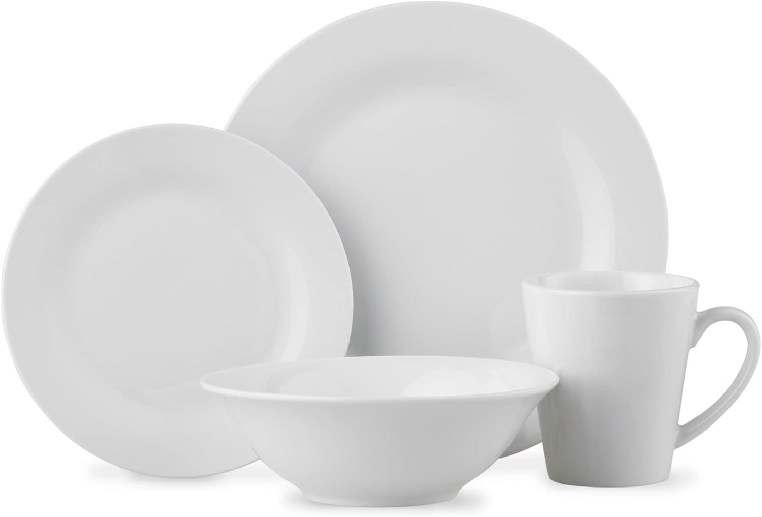 Lewis's White Arctic Plate Set (16 Piece) White Dinner Sets/4X Large Dinner Plates, 4X Side Plates, 4X Bowls/Microwave/Dishwasher Safe/High Grade Porcelain