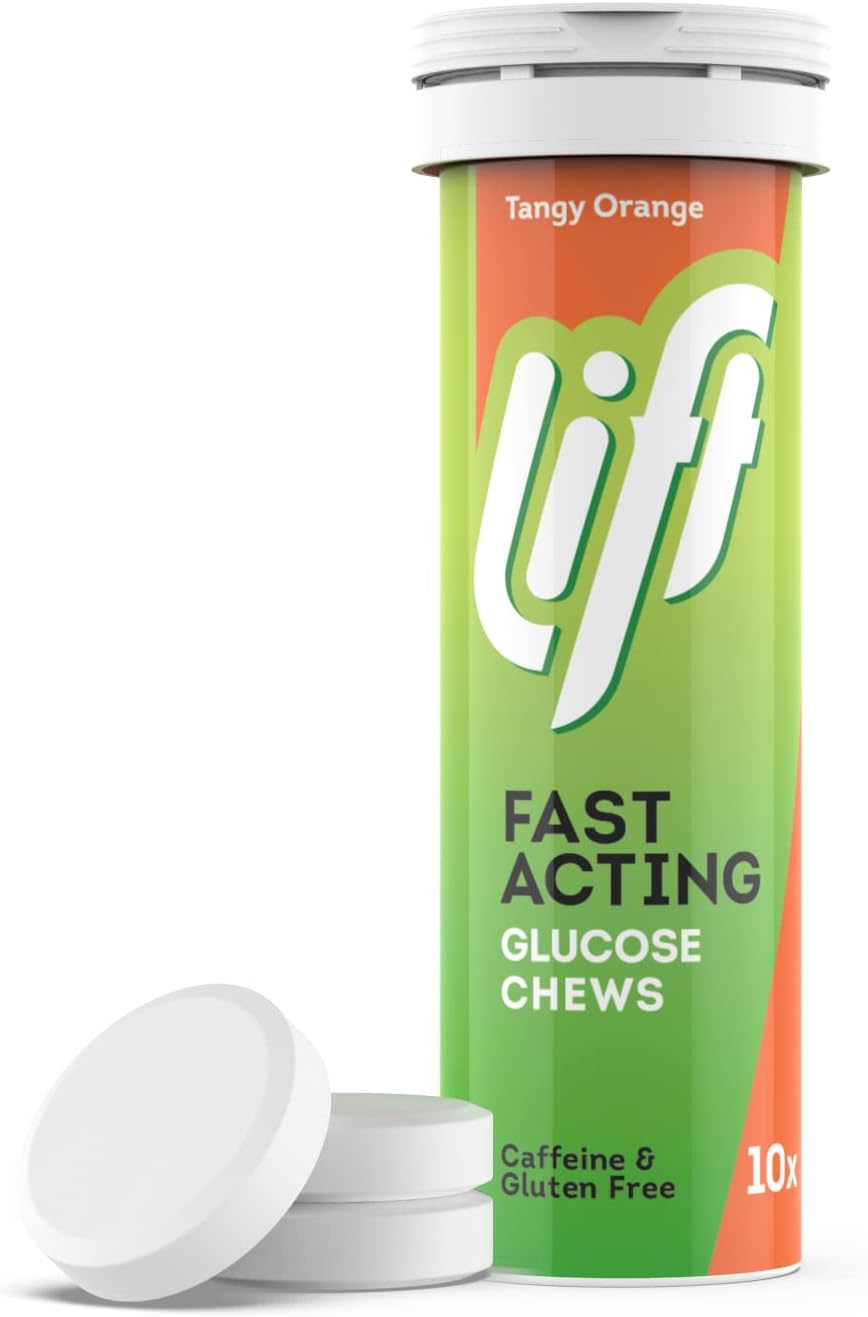 Lift Fast-Acting Glucose Chewable Energy Tablets, Orange, 12 Pack of 10-Tablet Tubes