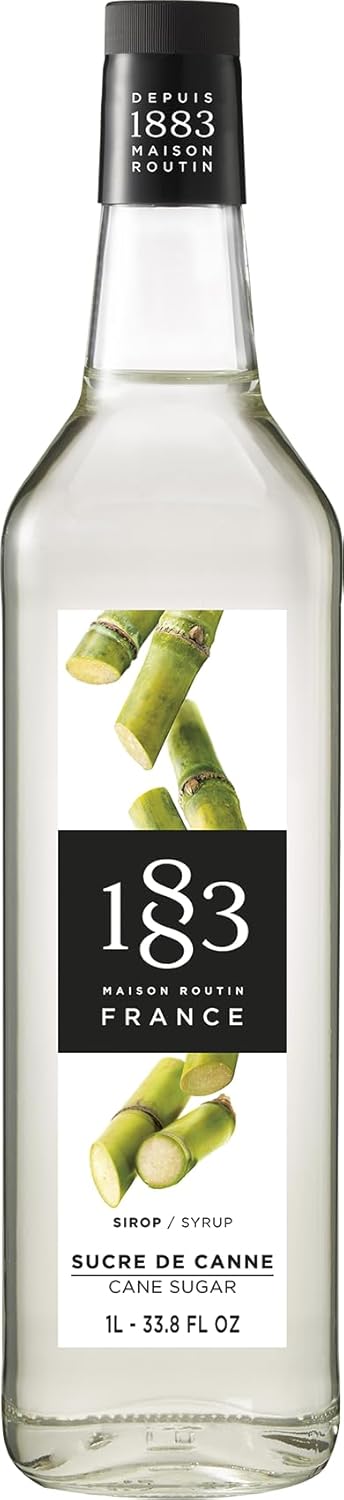 1883 Pure Cane Sugar Syrup - Flavored Syrup for Coffee, Cocktails, and Iced Beverages - Made in France | Premium Glass Bottle 1 Liter