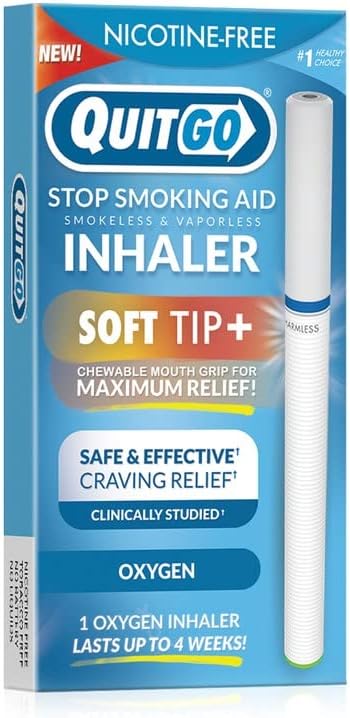 Stop Smoking, Smokeless Inhaler with Soft Tip Chewable Mouth Grip for Maximum Relief, Oral Fixation Support, Clinically Studied, Oxygen Inhaler Quit Smoking Aid (Oxygen Inhaler, 1 Pack)