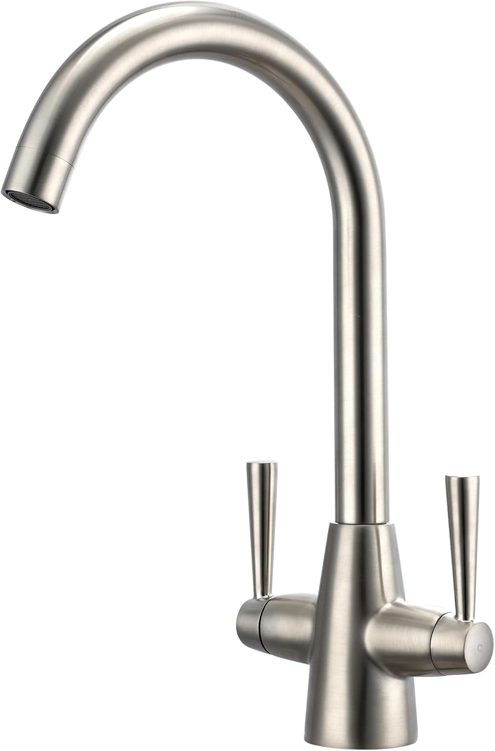 Peppermint Kitchen Taps Mixer Brushed Nickel Kitchen Tap Dual Lever Brushed Steel Mixer Taps for Kitchens Sink 1 Hole Streamlined Vintage Stainless Steel Mixers Tap for Sink