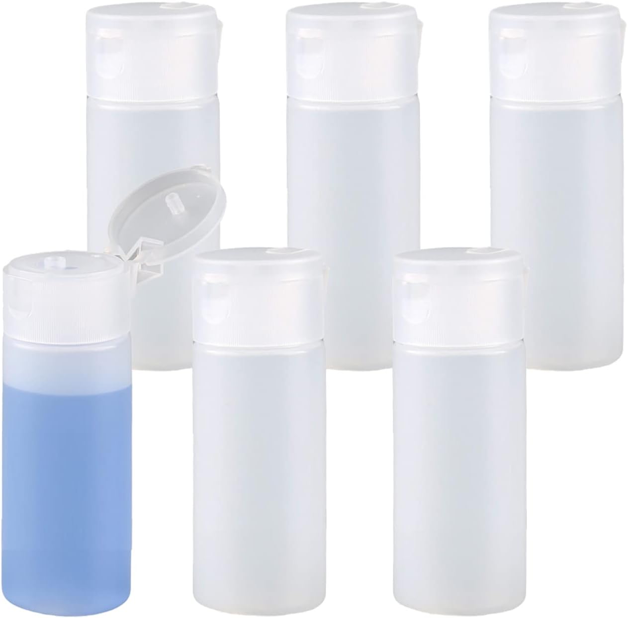 ZEOABSY 6 Pieces Empty 12ml Squeezable Translucent Flip Cap Plastic HDPE Bottles, Travel Soft Squeeze Cosmetic Tubes with Flip Top Screw Caps for Shampoo Soap Toner Refillable Containers